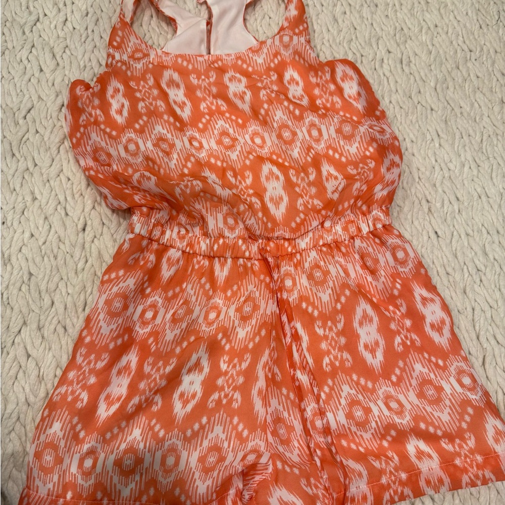 Orange Patterned Romper - image 1